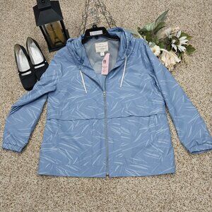 3309 Size XL Weatherproof Lined & Hooded Windbreaker , Blue Pattern.